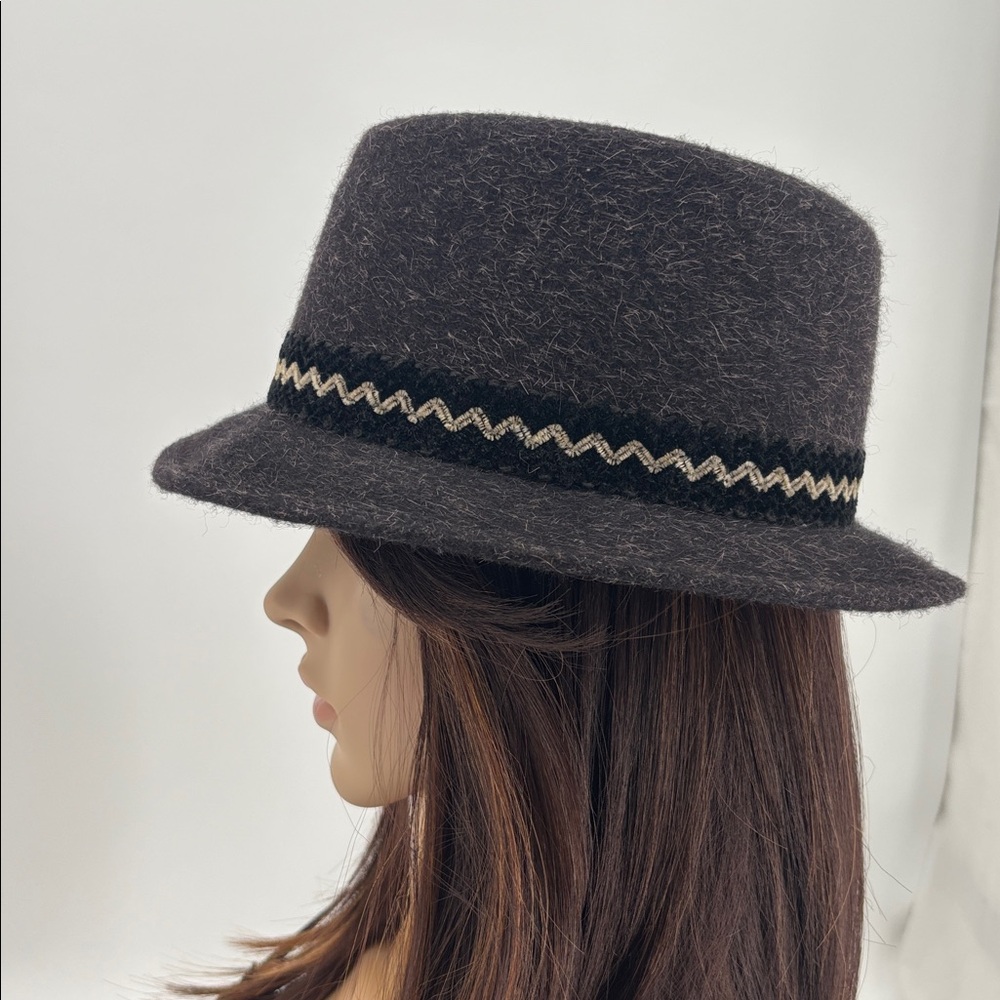 Vintage 60s Hipster Streetwear Embellished  Feathers Merino Wool Fur Fedora Hat - Picture 7 of 16